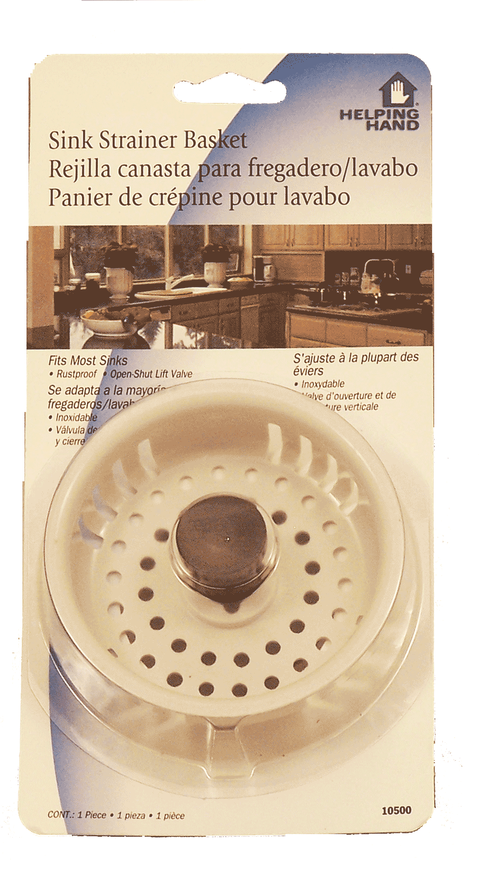 Helping Hand  sink strainer drain basket, fits most sinks, open shut life valve Full-Size Picture